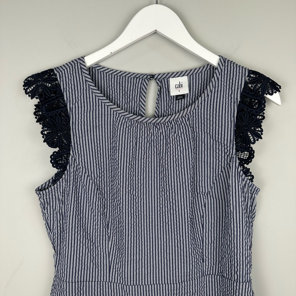 CAbi Striped Flutter Tank Top Blouse Size Small - Picture 3 of 9